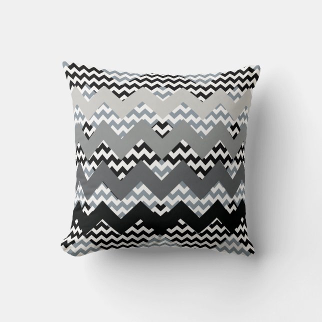 shades of grey chevrons throw pillow (Front)