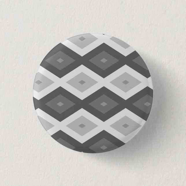 Shades of grey diamond pattern 1 inch round button (Front)