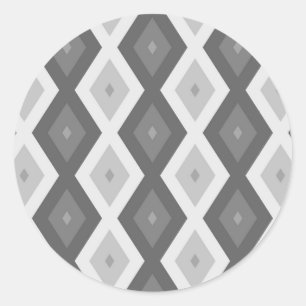 Shades of grey diamond pattern classic round sticker
