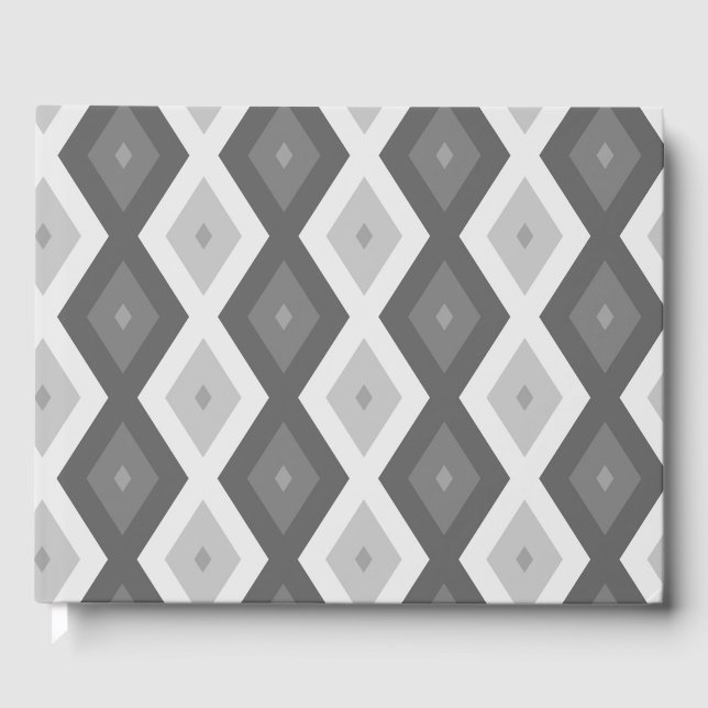 Shades of grey diamond pattern guest book (Front)