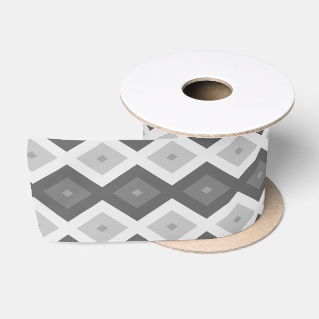 Shades of grey diamond pattern satin ribbon (Spool)