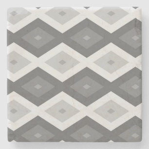 Shades of grey diamond pattern stone coaster