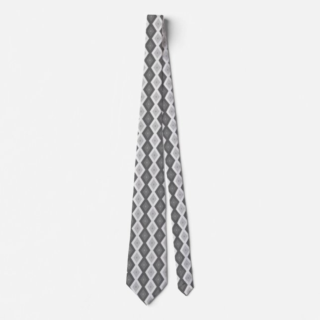 Shades of grey diamond pattern tie (Front)