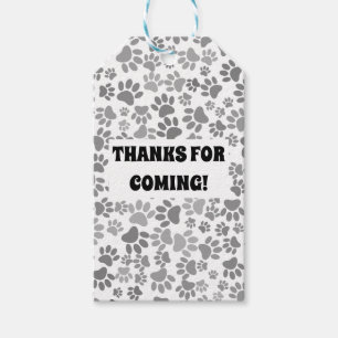 Shades Of Grey Dog Paw Prints Custom Gift Tags