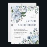 Shades of Grey Dusty Blue Winter Rustic Wedding    Invitation<br><div class="desc">Elegant floral winter wedding invitation features elegant grey and icy blue watercolor flower bouquet frosty-hued greenery. Please contact me for any help in customization or if you need any other product with this design.</div>