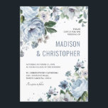 Shades of Grey Dusty Blue Winter Rustic Wedding    Invitation<br><div class="desc">Elegant floral winter wedding invitation features elegant grey and icy blue watercolor flower bouquet frosty-hued greenery. Please contact me for any help in customization or if you need any other product with this design.</div>