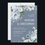 Shades of Grey Dusty Blue Winter Rustic Wedding    Invitation<br><div class="desc">Elegant floral winter wedding invitation features elegant grey and icy blue watercolor flower bouquet frosty-hued greenery. Please contact me for any help in customization or if you need any other product with this design.</div>
