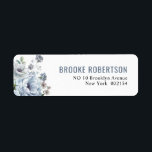 Shades of Grey Dusty Blue Winter Rustic Wedding La<br><div class="desc">Elegant floral winter wedding address label features elegant grey and icy blue watercolor flower bouquet frosty-hued greenery. Please contact me for any help in customization or if you need any other product with this design.</div>