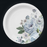 Shades of Grey Dusty Blue Winter Rustic Wedding Paper Plate<br><div class="desc">Elegant floral winter wedding plate features elegant grey and icy blue watercolor flower bouquet frosty-hued greenery. Please contact me for any help in customization or if you need any other product with this design.</div>