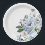 Shades of Grey Dusty Blue Winter Rustic Wedding Paper Plate<br><div class="desc">Elegant floral winter wedding plate features elegant grey and icy blue watercolor flower bouquet frosty-hued greenery. Please contact me for any help in customization or if you need any other product with this design.</div>
