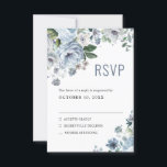Shades of Grey Dusty Blue Winter Rustic Wedding RS RSVP Card<br><div class="desc">Elegant floral winter wedding RSVP card features elegant grey and icy blue watercolor flower bouquet frosty-hued greenery. Please contact me for any help in customization or if you need any other product with this design.</div>