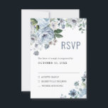 Shades of Grey Dusty Blue Winter Rustic Wedding RS RSVP Card<br><div class="desc">Elegant floral winter wedding RSVP card features elegant grey and icy blue watercolor flower bouquet frosty-hued greenery. Please contact me for any help in customization or if you need any other product with this design.</div>