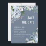 Shades of Grey Dusty Blue Winter Rustic Wedding Sa Save The Date<br><div class="desc">Elegant floral winter wedding save the date card features elegant grey and icy blue watercolor flower bouquet frosty-hued greenery. Please contact me for any help in customization or if you need any other product with this design.</div>