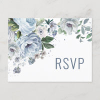 Shades of Grey Dusty Blue Winter Wedding RSVP Pos