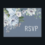 Shades of Grey Dusty Blue Winter  Wedding RSVP Pos Postcard<br><div class="desc">Elegant floral winter wedding RSVP postcard features elegant grey and icy blue watercolor flower bouquet frosty-hued greenery. Please contact me for any help in customization or if you need any other product with this design.</div>