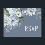 Shades of Grey Dusty Blue Winter  Wedding RSVP Pos Postcard<br><div class="desc">Elegant floral winter wedding RSVP postcard features elegant grey and icy blue watercolor flower bouquet frosty-hued greenery. Please contact me for any help in customization or if you need any other product with this design.</div>