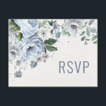 Shades of Grey Dusty Blue Winter  Wedding RSVP Postcard<br><div class="desc">Elegant floral winter wedding RSVP postcard features elegant grey and icy blue watercolor flower bouquet frosty-hued greenery. Please contact me for any help in customization or if you need any other product with this design.</div>