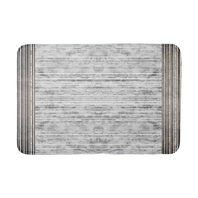 Shades of Grey Marble & Stripe Pattern Bath Mat (Front)