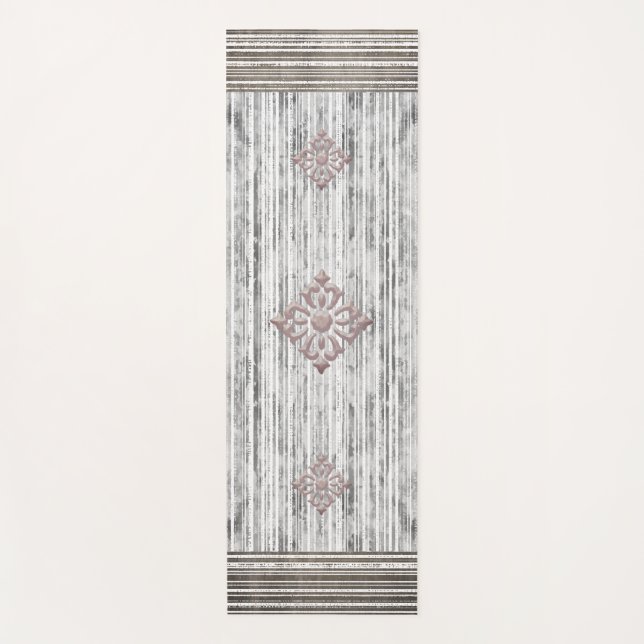 Shades of Grey Marble & Stripe Pattern Yoga Mat (Front)