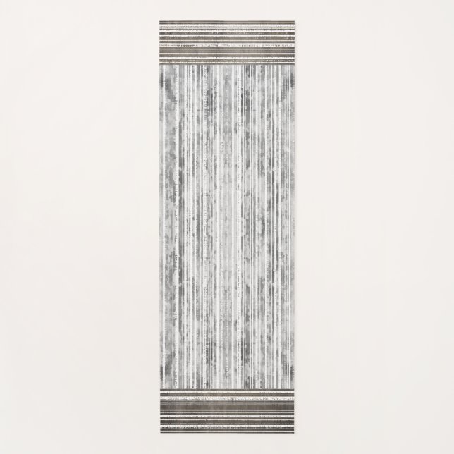 Shades of Grey Marble & Stripe Pattern Yoga Mat (Front)