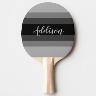 Shades of Grey Ombre Stiped Custom Ping Pong Paddle