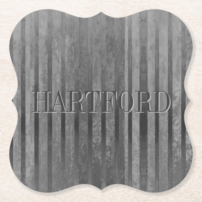 Shades of Grey Ombre Stripes Paper Coasters (Front)