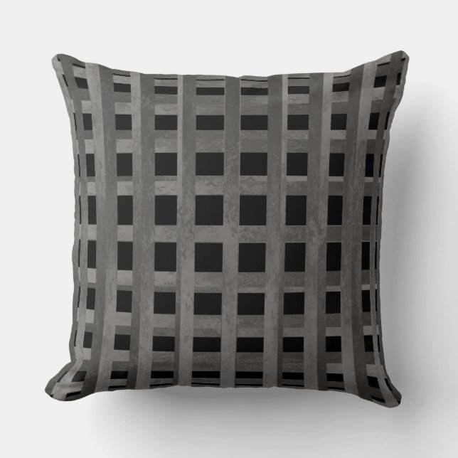 Shades of Grey Plaid Throw Pillow (Front)