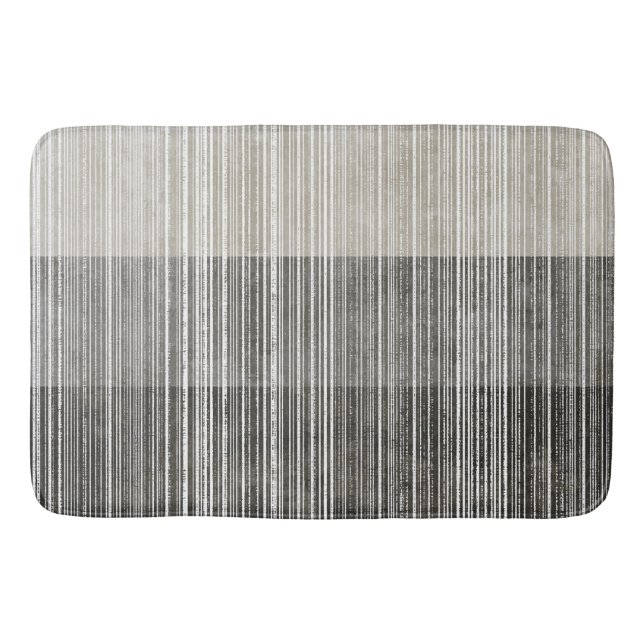 Shades of Grey Striped Pattern Bath Mat (Front)