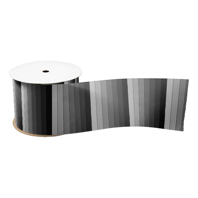 Shades of Grey Stripes Pattern Elegant Satin Ribbon (Spool)
