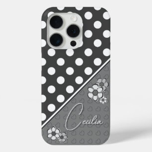 Shades Of Grey Template For Your Name Polka Dots iPhone 15 Pro Case