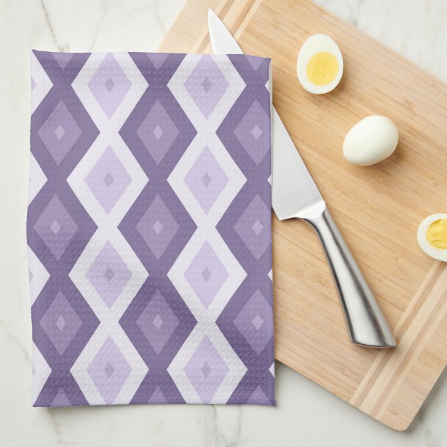 Shades of lavender diamond pattern kitchen towel (Quarter Fold)