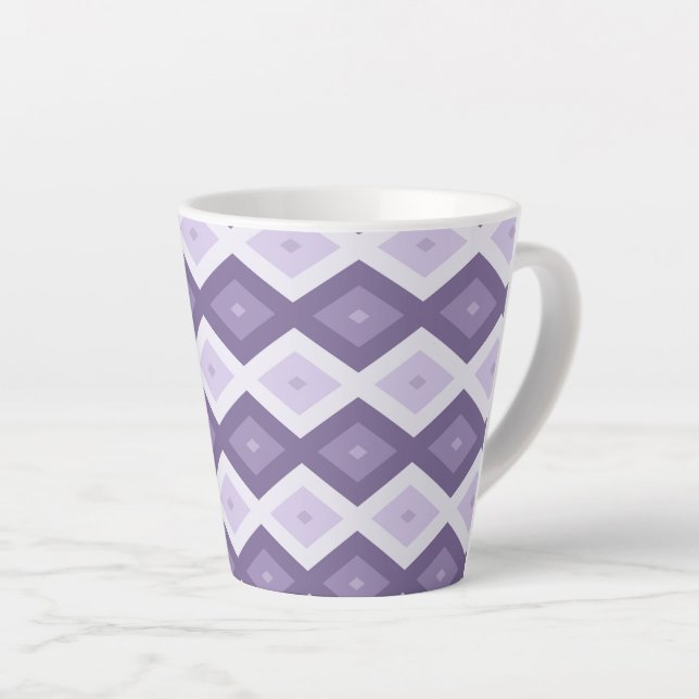 Shades of lavender diamond pattern latte mug (Right Angle)