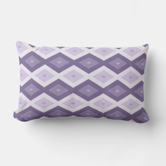 Shades of lavender diamond pattern lumbar pillow (Front)