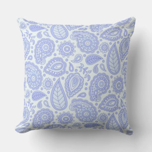 shades of light blue & lavender, set pale white throw pillow