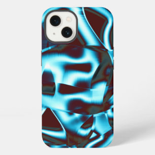 Shades of light cyan on abstract tapes up dark red iPhone 13 case