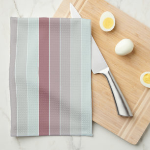 Shades of Light Pink Green Stripes Kitchen Towel