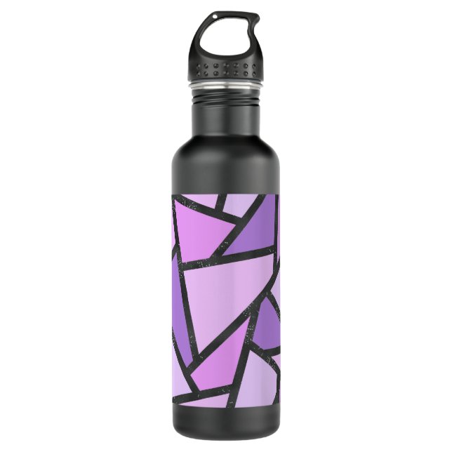 Shades of lilac stained glass pattern 710 ml water bottle (Front)