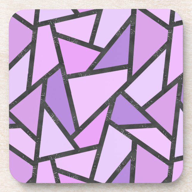 Shades of lilac stained glass pattern coaster (Front)
