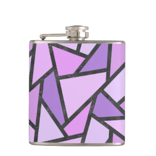 Shades of lilac stained glass pattern hip flask