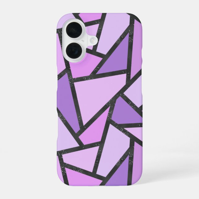 Shades of lilac stained glass pattern iPhone 16 case (Back)