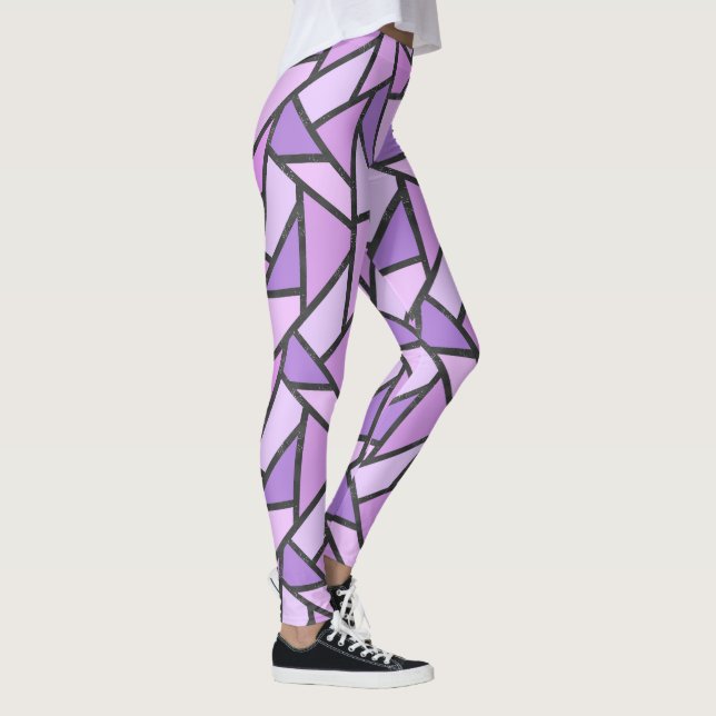 Shades of lilac stained glass pattern leggings (Right)