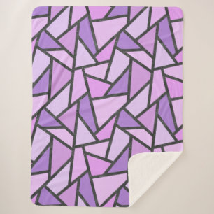 Shades of lilac stained glass pattern sherpa blanket