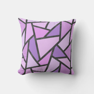 Shades of lilac stained glass pattern throw pillow