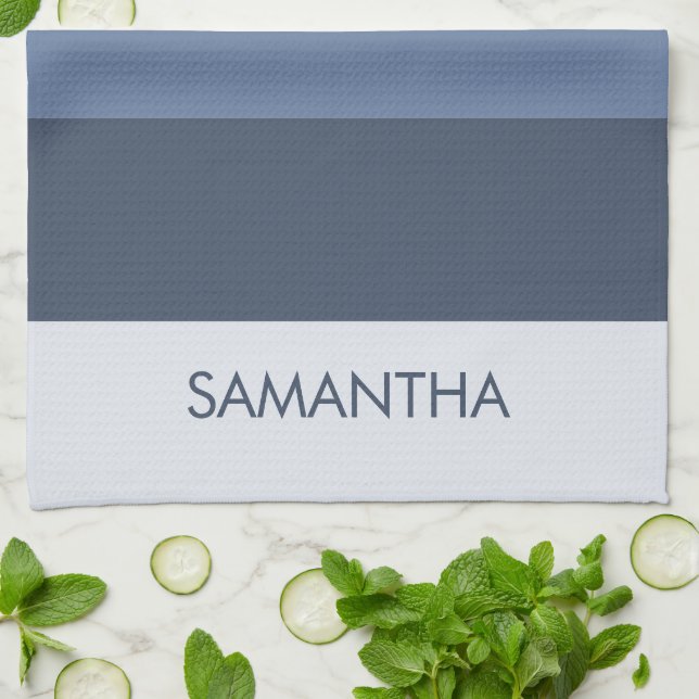 Shades of Modern Color Blocks Stripes Personalize Kitchen Towel (Folded)