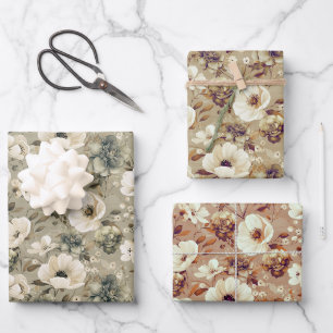 Shades Of Nature Floral Wrapping Paper Sheet