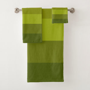 Shades of Olive Green Stripes Striped Pattern Bath Towel Set