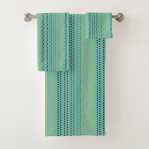 Shades of Orange Dots with Teal Background Bath Towel Set