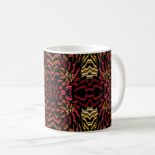 Shades Of Orange Red Yellow Ribbon Art Design Coffee Mug (Front Right)