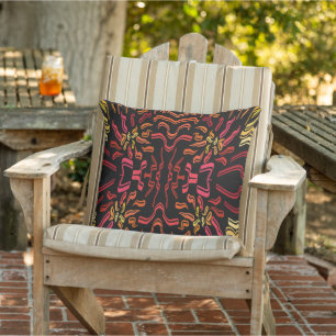 Shades Of Orange Red Yellow Ribbon Art Design Outdoor Pillow