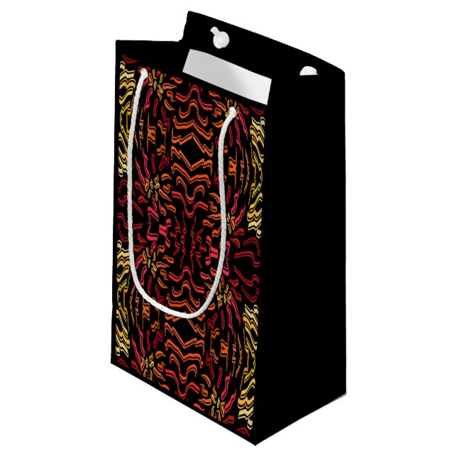 Shades Of Orange Red Yellow Ribbon Art Design Small Gift Bag (Front Angled)